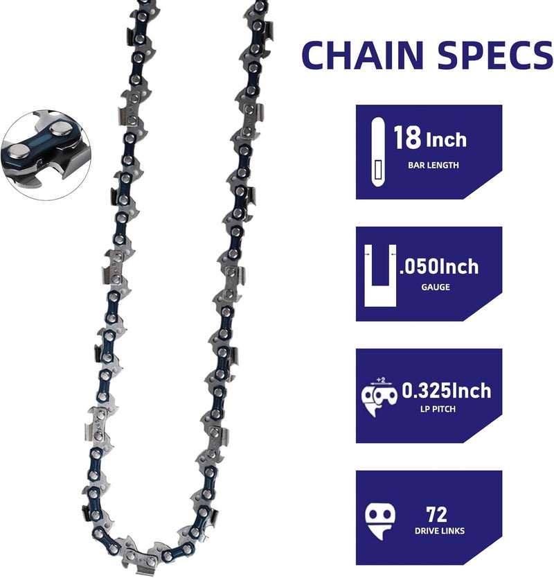 GSSHBR 5 Pack 18 Inch Chainsaw Chain 72 Drive Links .050" Gauge, .325" Pitch Replacement Chains Compatible with Husqvarna, Dolmar, Jonsered and More - Image 2